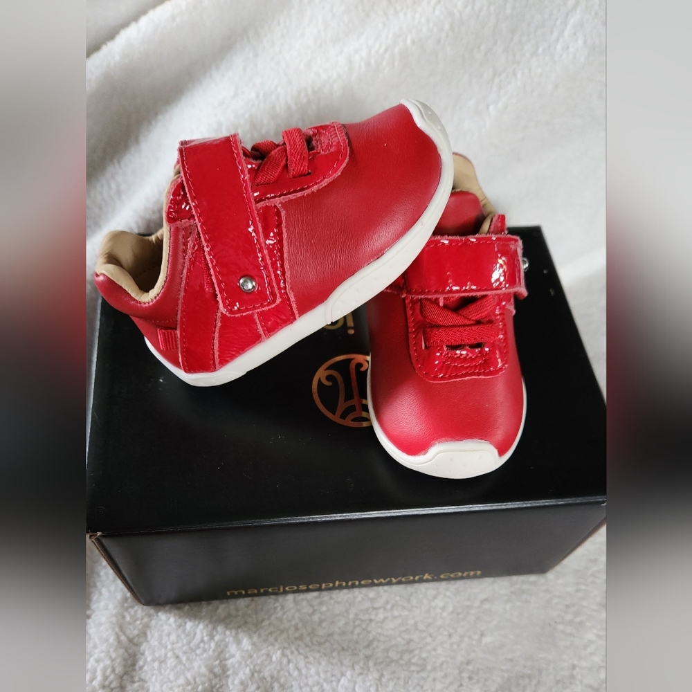 Marc Joseph New York 5th Ave Infant Sneaker- Red Nappa/Patent
